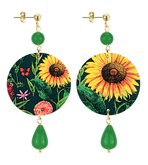 Orecchini Lebole Maison Girasole a fondo Verde