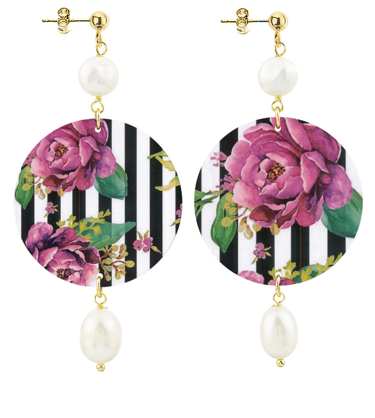 Orecchini Lebole Maison Fiori Riga Nera Classico Perla