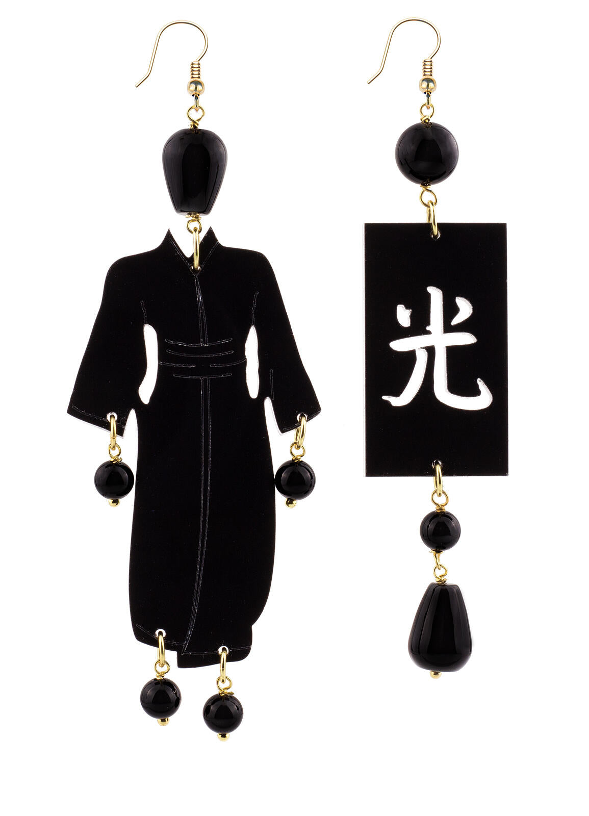 Orecchini Lebole Maison Kimono Plexi Grande Nero