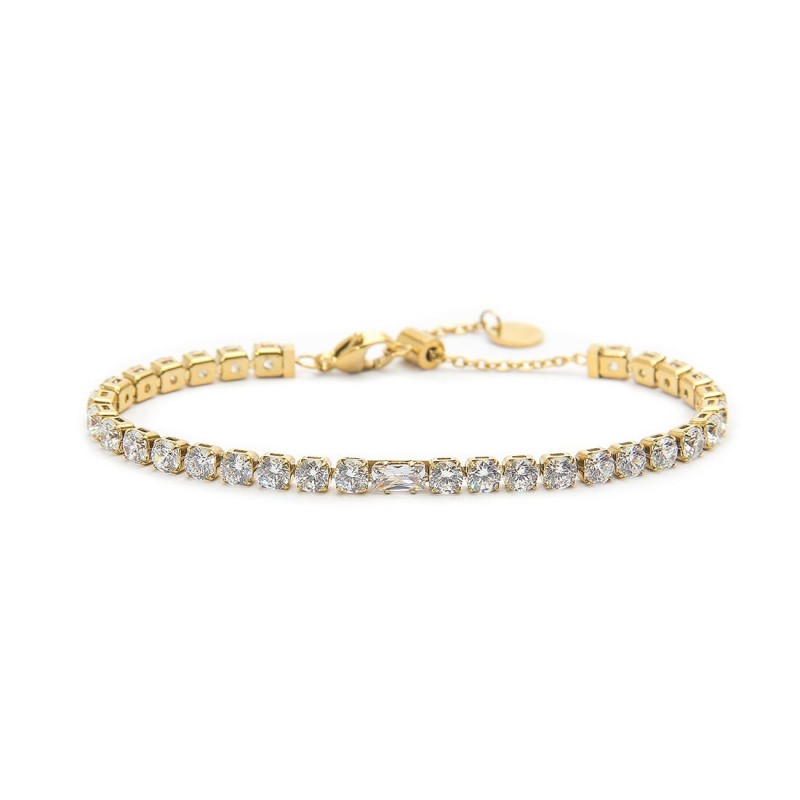 Bracciale Marlù tennis 4mm con zircone centrale oro