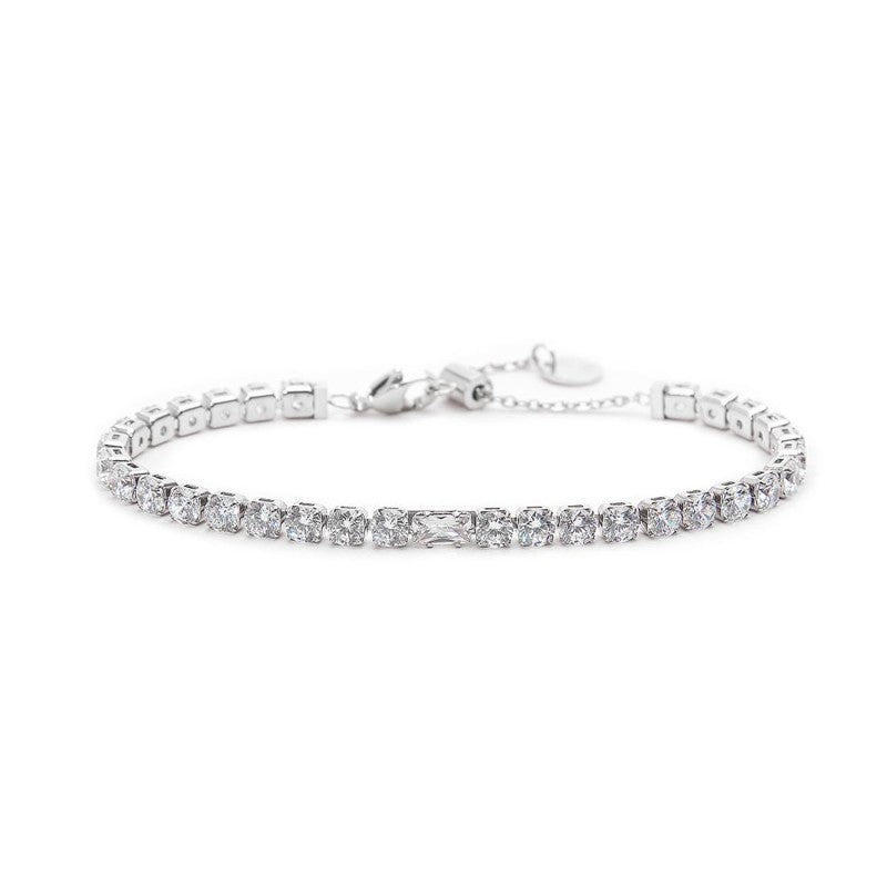 Bracciale Marlù tennis 4mm con zircone centrale acciaio