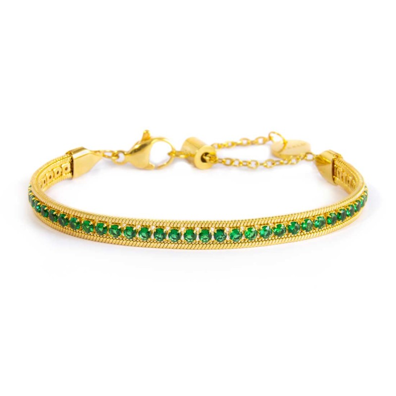 Bracciale Marlù tennis zirconi baguette catena snake squadrata oro