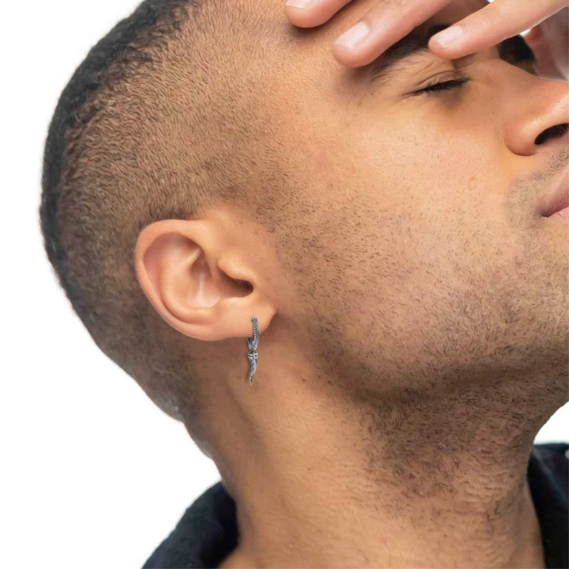 Orecchino Marlù a cerchio con corno pendente