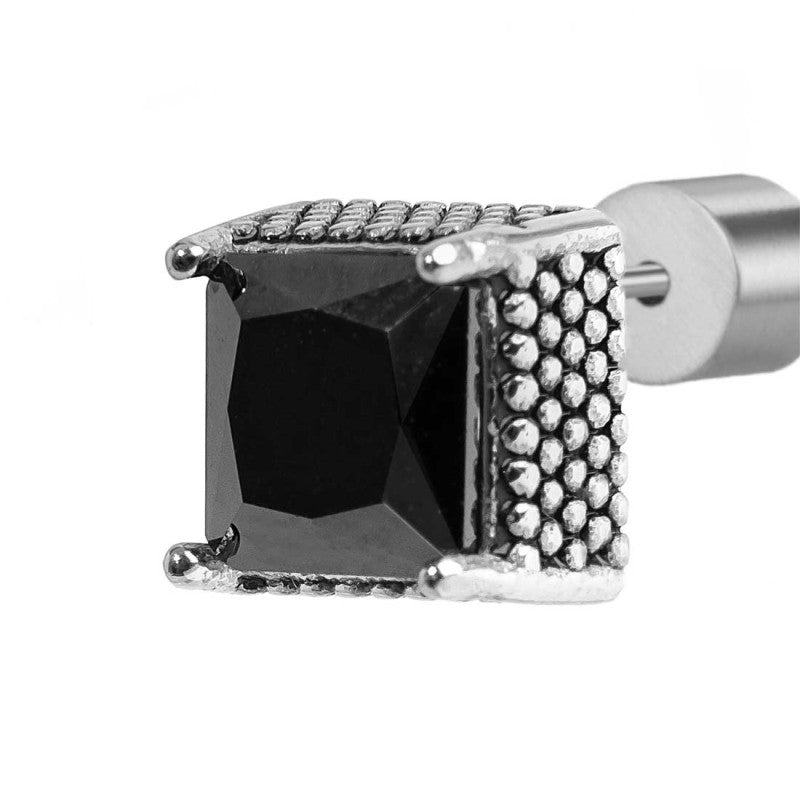 Orecchino Marlù a lobo con zircone nero quadrato 0,7mm