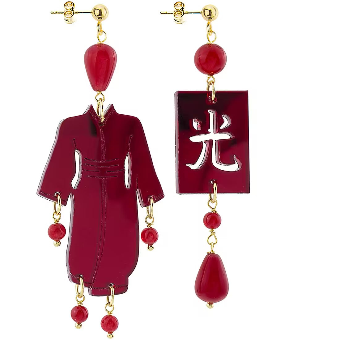 Orecchini Lebole Maison Kimono Plexi Grande Rosso