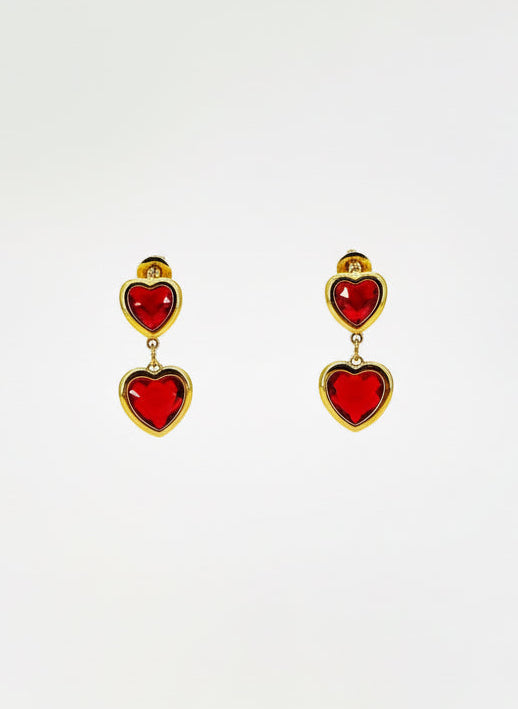 Orecchini Doppio Cuore Colorati