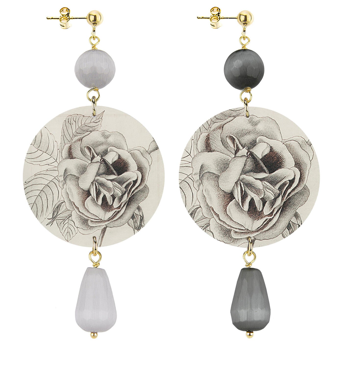 Orecchini Lebole Maison Fiore Grigio Classico Grigio E Grigio Scuro