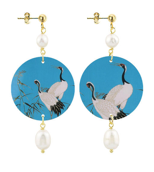Orecchini Lebole Maison Grus a fondo Azzurro Piccolo Perla