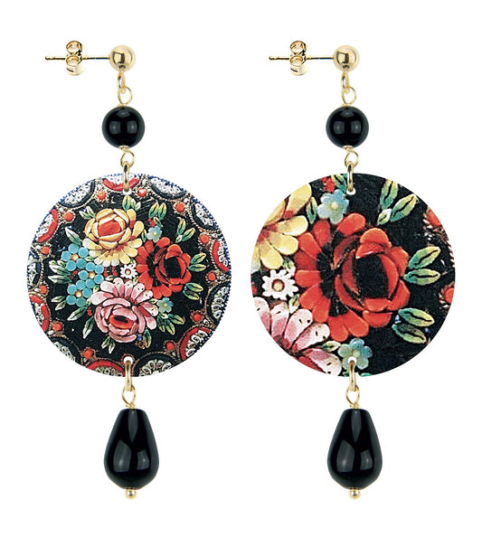 Orecchini Lebole Maison Fiori Colorati Piccolo Nera
