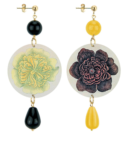 Orecchini Lebole Maison Fiore Giallo E Nero Classico Nero E Giallo