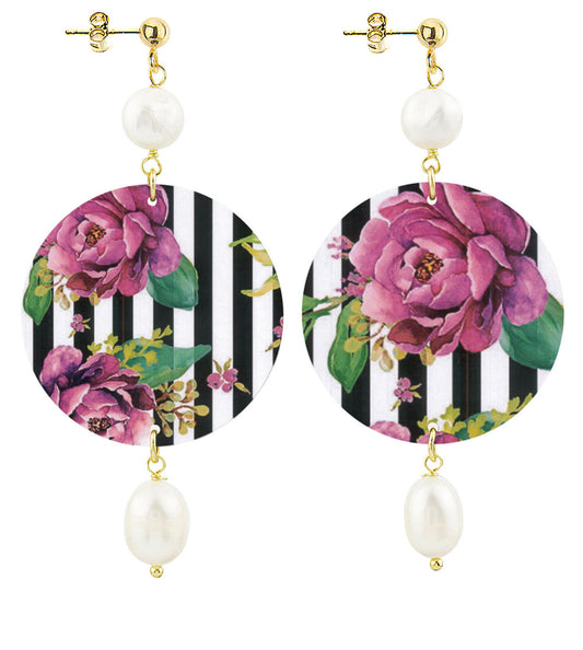 Orecchini Lebole Maison Fiori Riga Nera Classico Perla