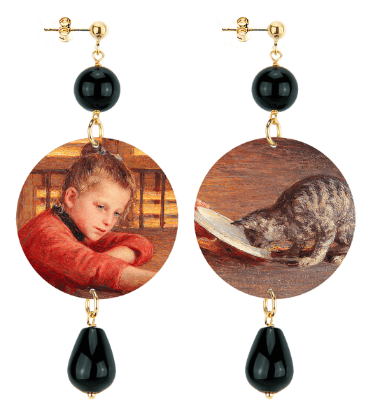 Orecchini Lebole Maison bimbo con gatto