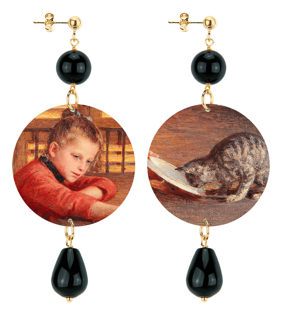 Orecchini Lebole Maison bimbo con gatto