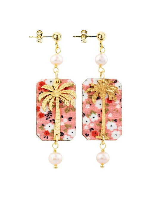 Orecchini Lebole Maison Palma Fiori Mini Perla Rosa