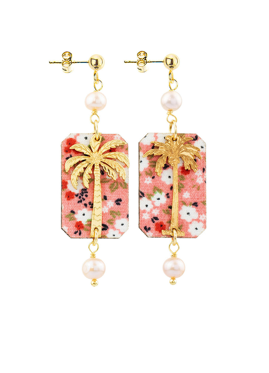 Orecchini Lebole Maison Palma Fiori Mini Perla Rosa