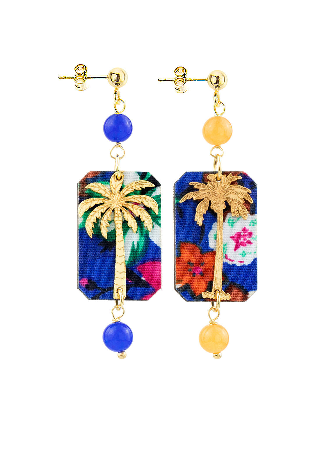 Orecchini Lebole Maison Palma Fiori Mini Blu E Arancio