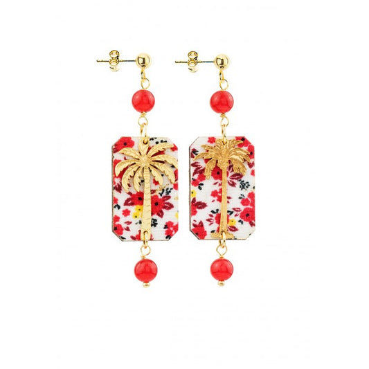 Orecchini Lebole Maison Fortune Palma Fiori Mini Rubino