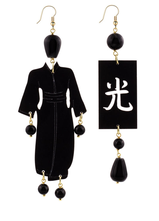 Orecchini Lebole Maison Kimono Plexi Grande Nero