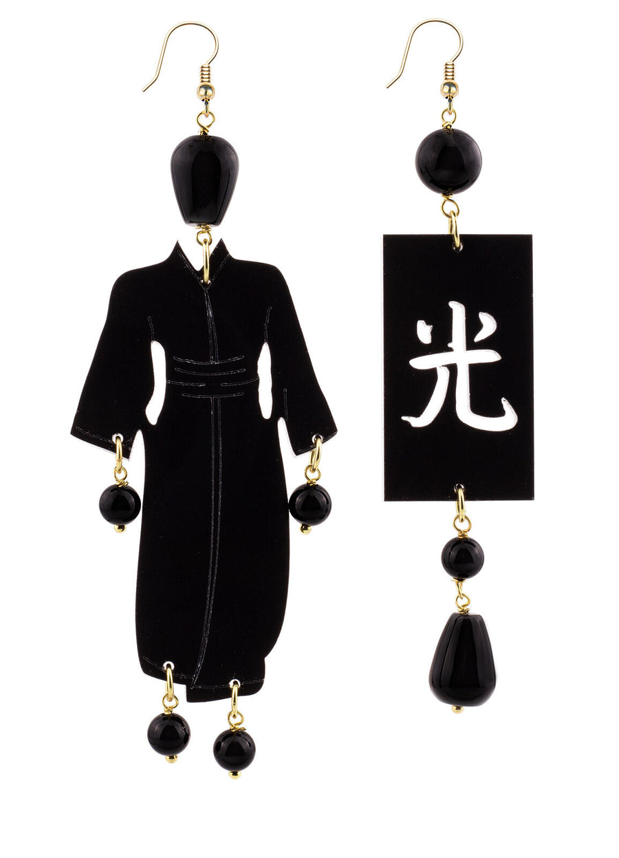 Orecchini Lebole Maison Kimono Plexi Grande Nero
