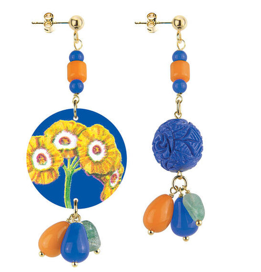 Orecchini Lebole Maison Circle con fiori Gialli