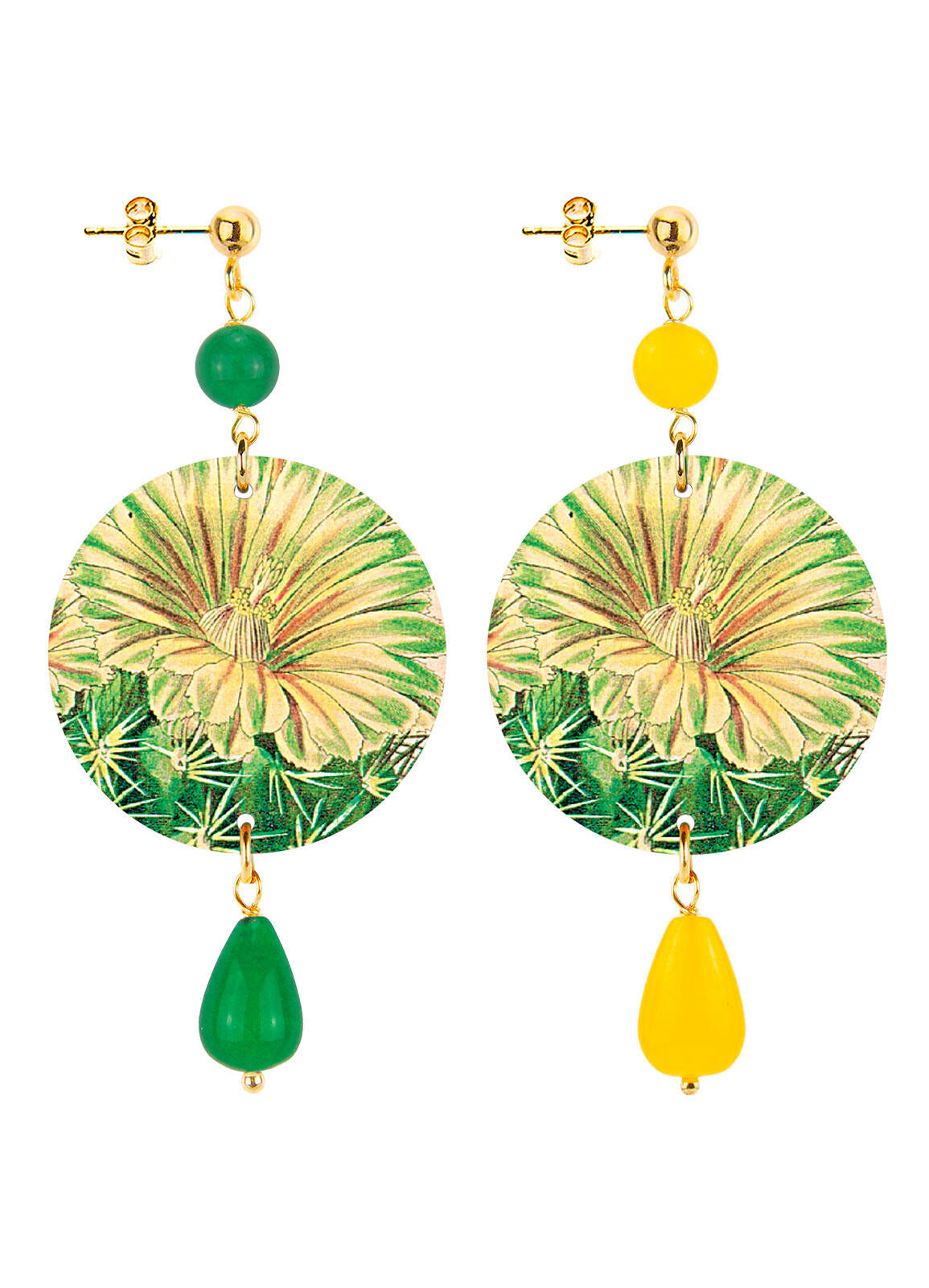 Orecchini Lebole Maison Fiore Piccolo Verde E Giallo