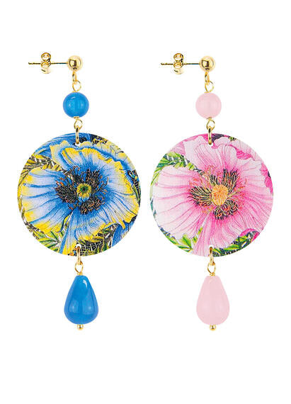 Orecchini Lebole Maison fiori gialli e rosa