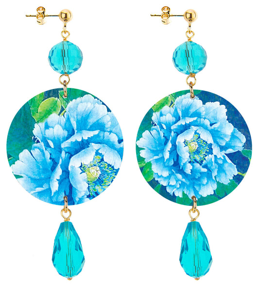 Orecchini Lebole Fiore Azzurro E Bianco Classico Azzurro
