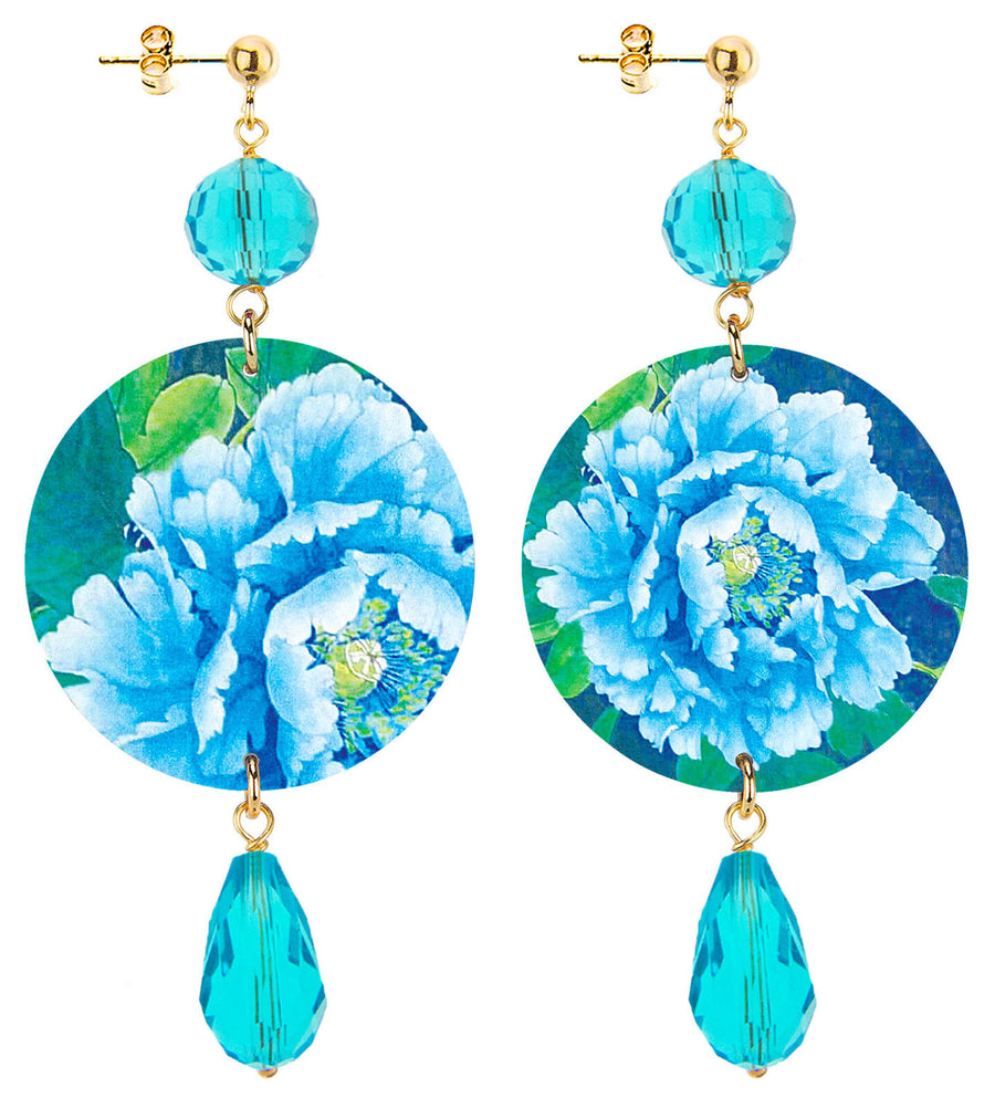 Orecchini Lebole Fiore Azzurro E Bianco Classico Azzurro
