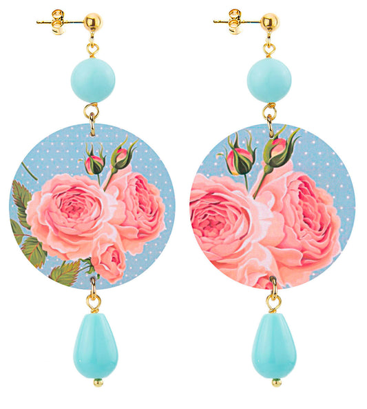 Orecchini Lebole Rose Rosa Classico Turchese