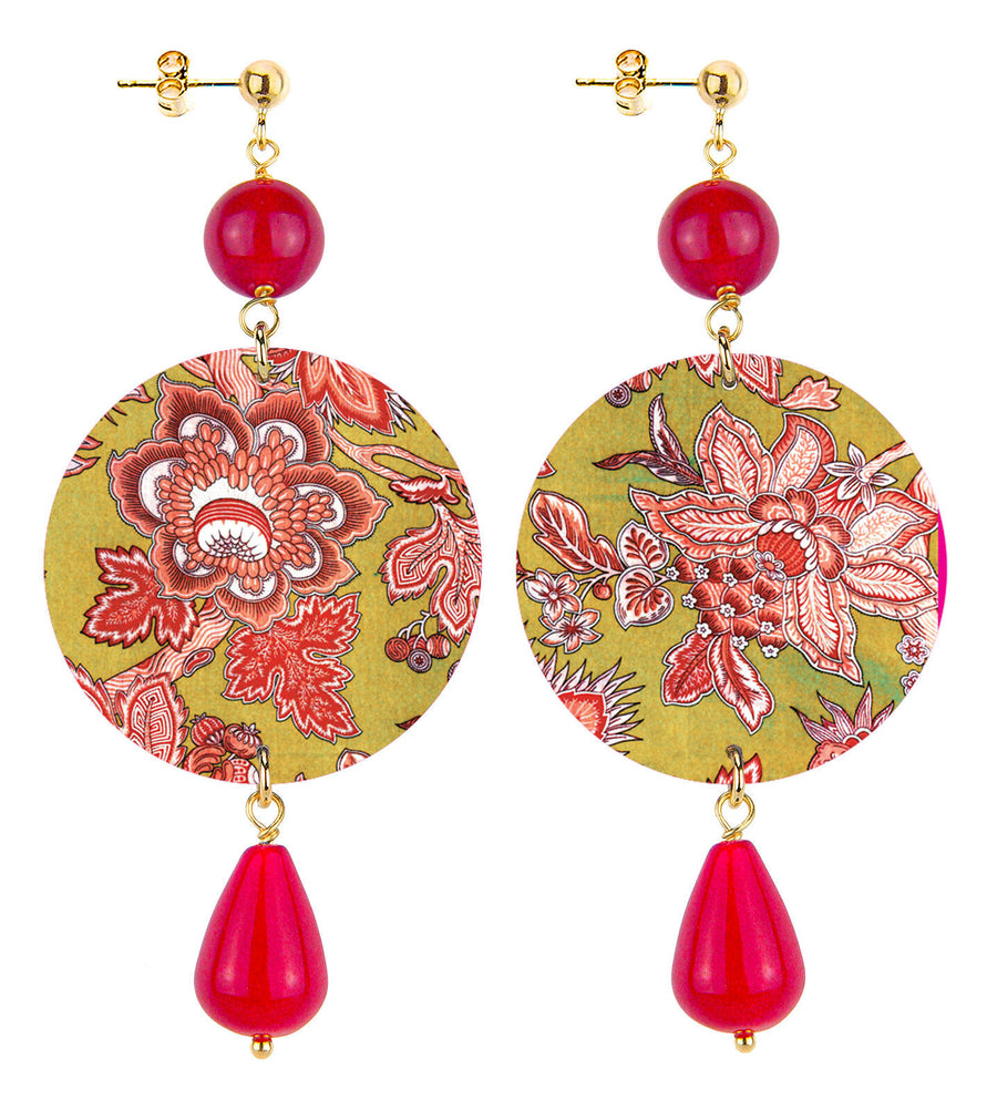 Classic Lebole Red Ruby Flower Earrings