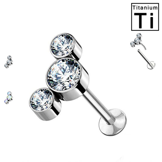 Piercing Labret Borchie Cartilagine Push-in Tre Cristalli