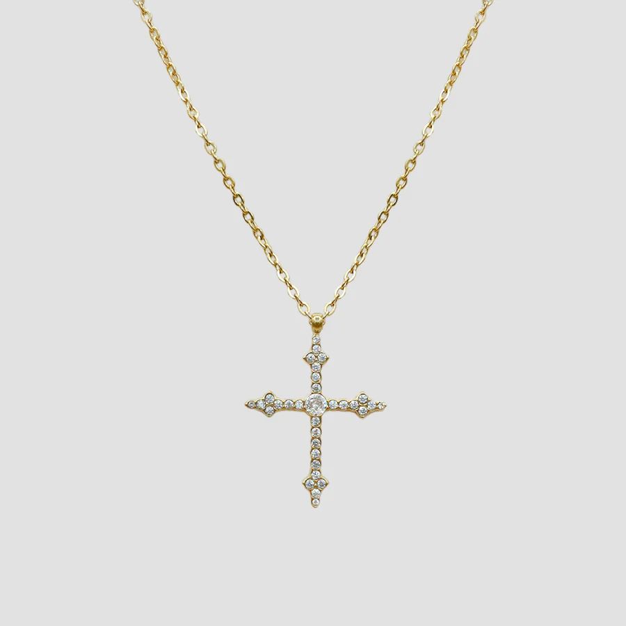 Collana slim cross diamond