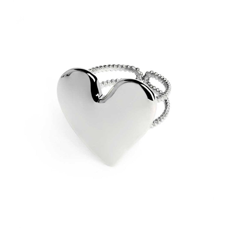 Anello Marlù doppia fascia con cuore irregolare martellato