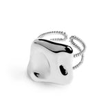 Anello Marlù doppia fascia con quadrato irregolare martellato - 2