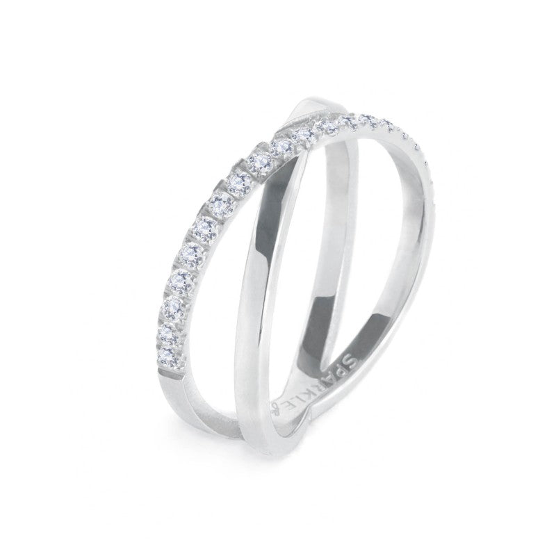 Anello Marlù incrociato con zirconi bianchi