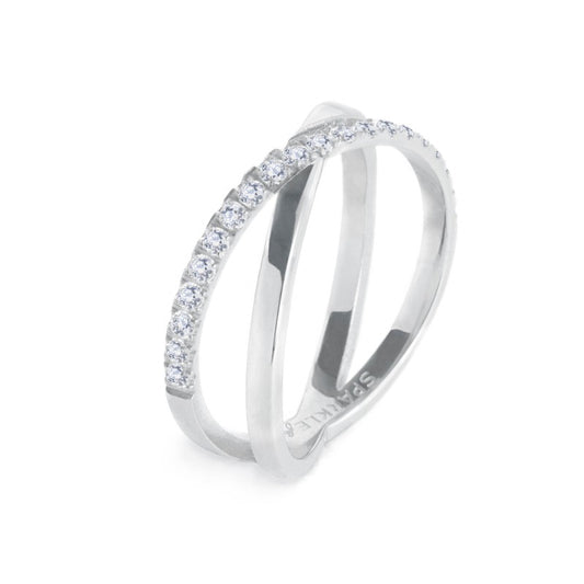 Anello Marlù incrociato con zirconi bianchi