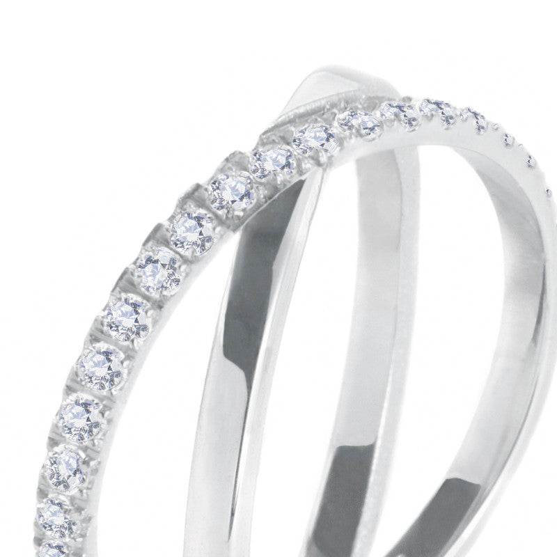 Anello Marlù incrociato con zirconi bianchi