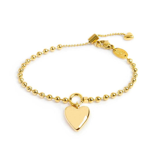 Bracciale catena a sfere con cuore oro