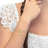 Bracciale catena a sfere con cuore oro - 2