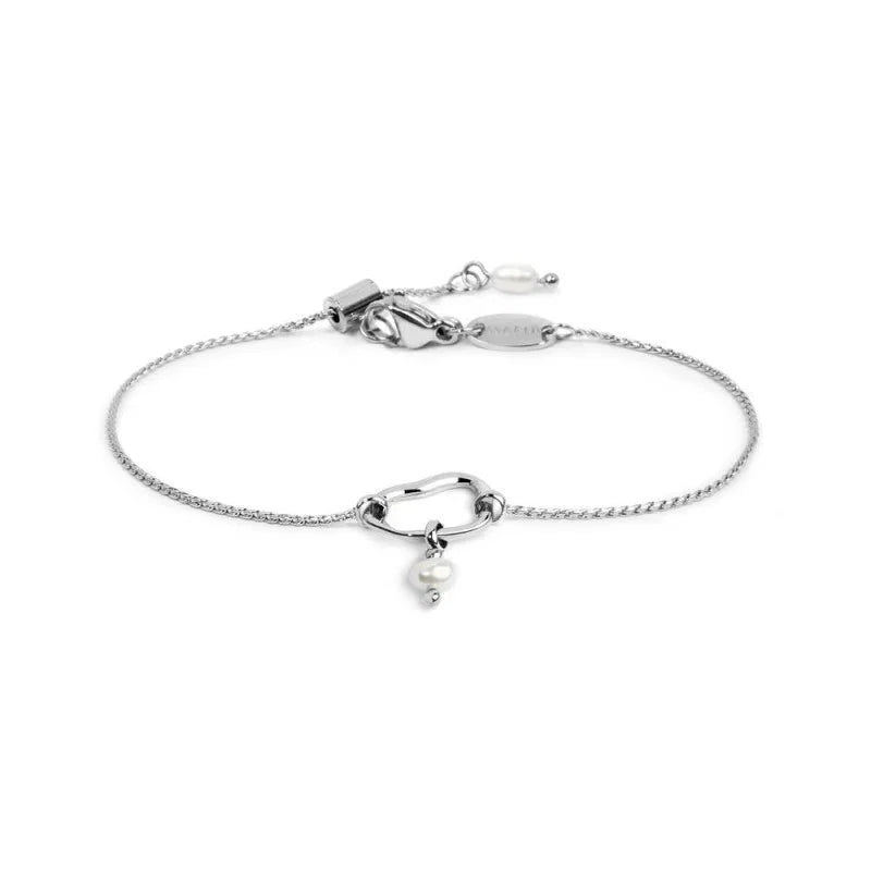 Bracciale Marlù catena con centrale a forma organica con perla acciaio