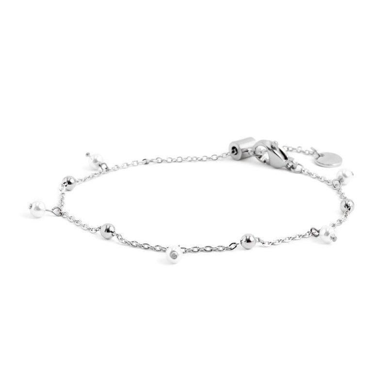 Bracciale Marlù catena con sfere e perle acciaio
