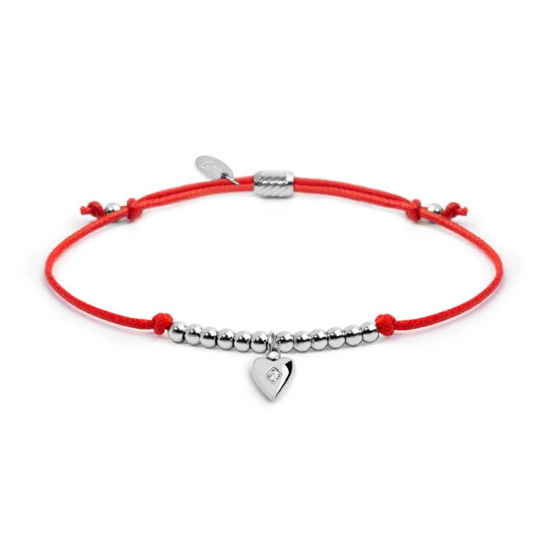 Bracciale Marlù cordino con pendente cuore con zircone acciaio