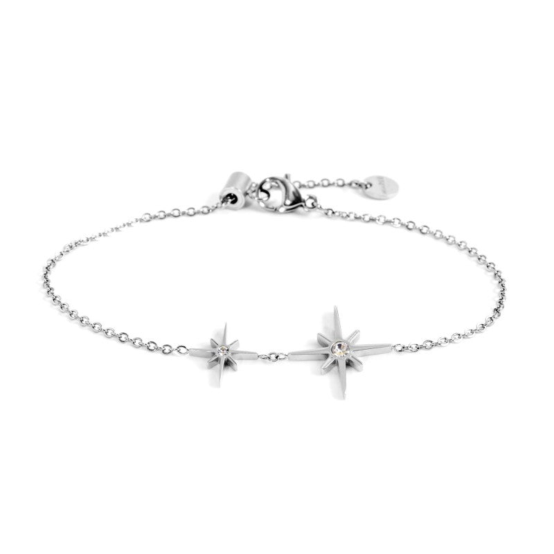 Bracciale Marlù rosa dei venti doppio pendente acciaio