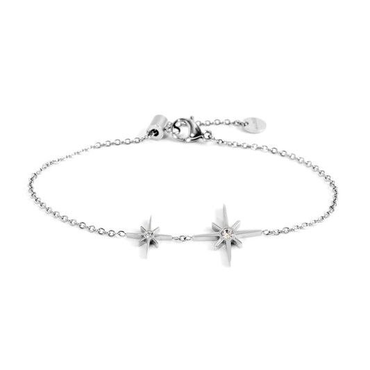 Bracciale Marlù rosa dei venti doppio pendente acciaio