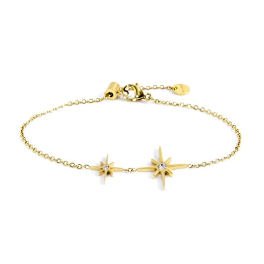 Bracciale Marlù con catena cross e con doppio pendente a forma di rosa dei venti oro