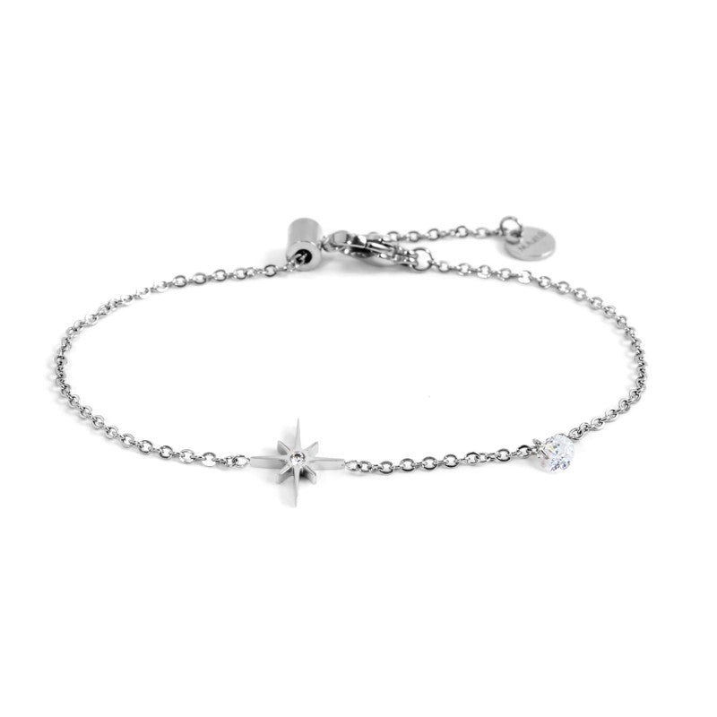 Bracciale Marlù rosa dei venti e zircone acciaio