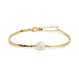 Bracciale Marlù semi rigido con tubolari twisted e perla centrale oro - 1