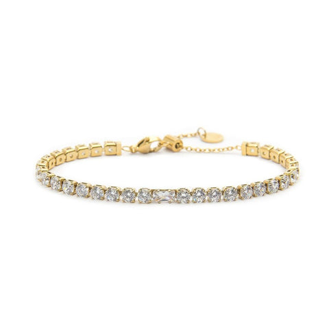 Bracciale Marlù tennis 4mm con zircone centrale oro