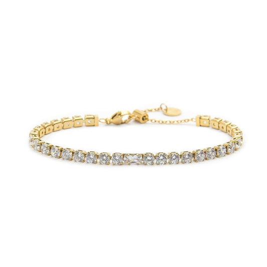 Bracciale Marlù tennis 4mm con zircone centrale oro