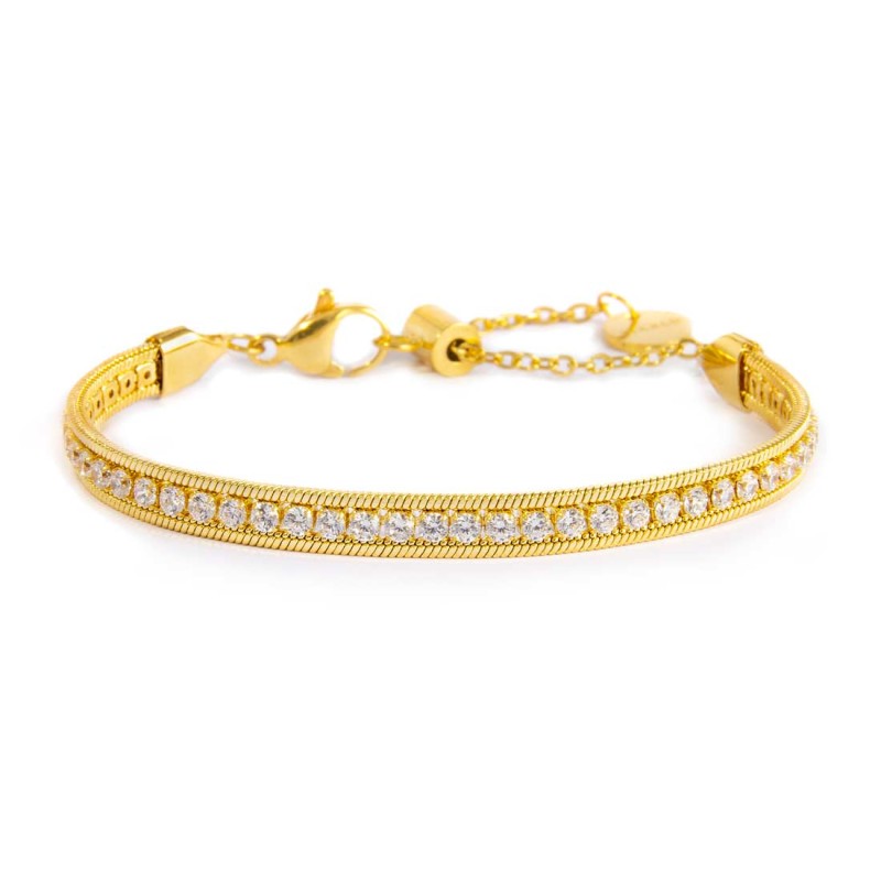 Bracciale Marlù tennis zirconi baguette catena snake squadrata oro
